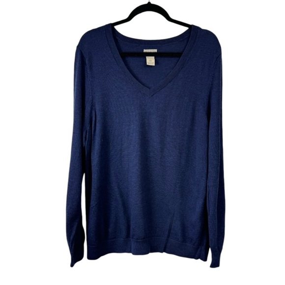 Duluth Trading Size XL 2XL Slim Fit Royal Blue V-Neck 100% Merino Wool Sweater - Picture 1 of 5